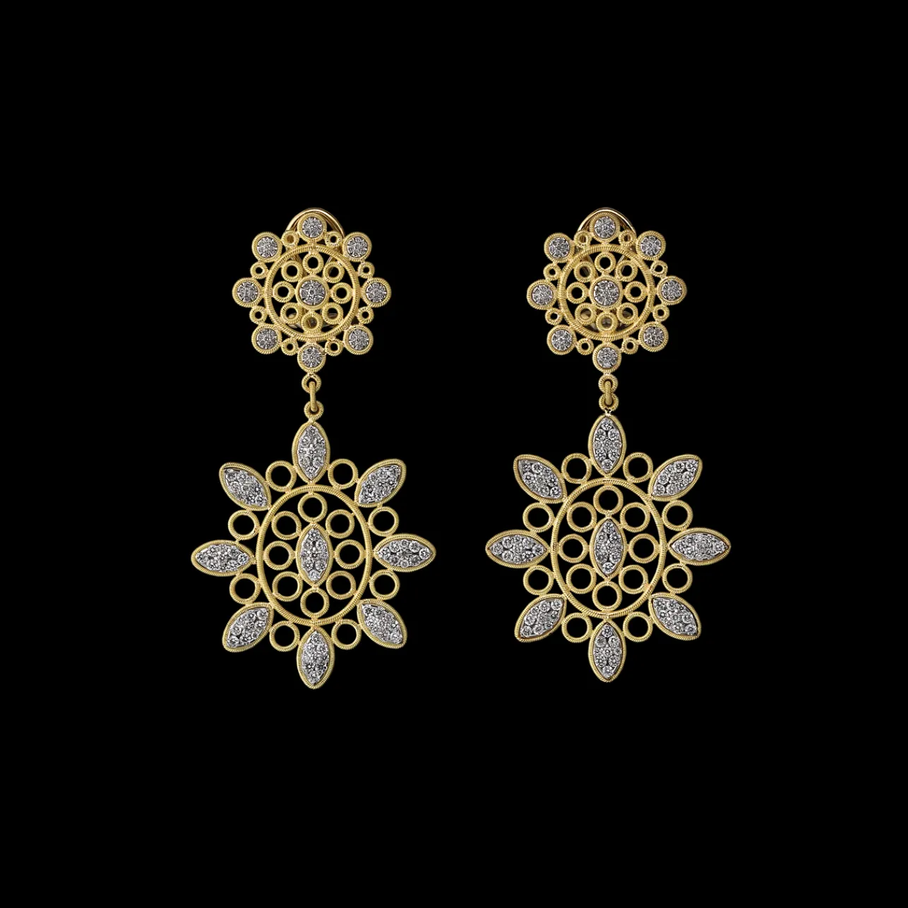 Buccellati MARIA YELLOW AND WHITE GOLD EARRINGS WITH DIAMONDS