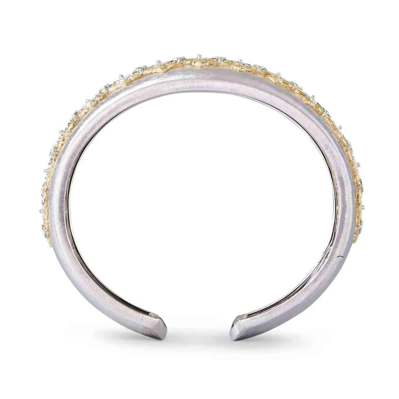 Buccellati MOSAICO WHITE AND YELLOW GOLD EMERALD CUFF BRACELET