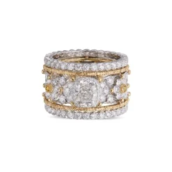 Buccellati MOSAICO WHITE AND YELLOW GOLD RING