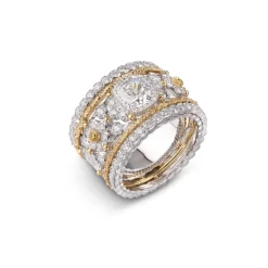 Buccellati MOSAICO WHITE AND YELLOW GOLD RING