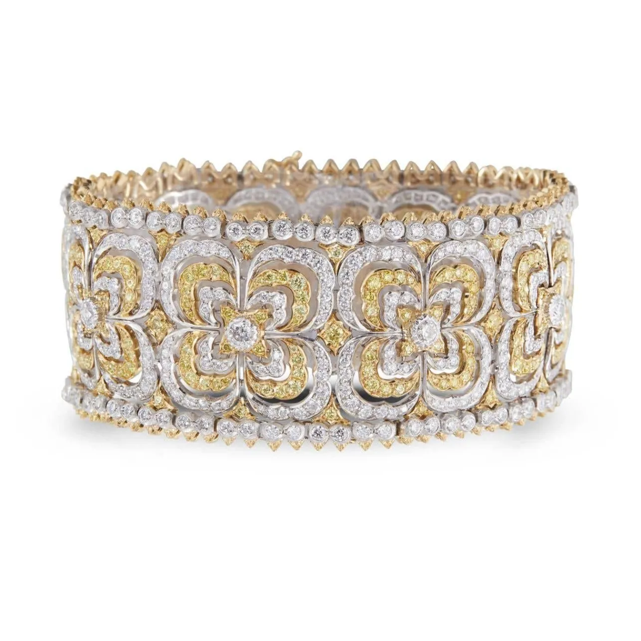 Buccellati MOSAICO YELLOW AND WHITE GOLD BRACELET WITH FANCY DIAMONDS