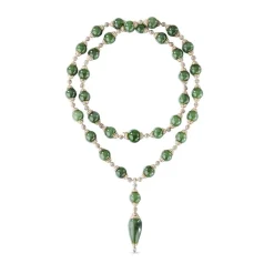 Buccellati OMBELICALI WHITE AND YELLOW GOLD NECKLACE WITH JADE