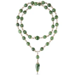 Buccellati OMBELICALI WHITE AND YELLOW GOLD NECKLACE WITH JADE