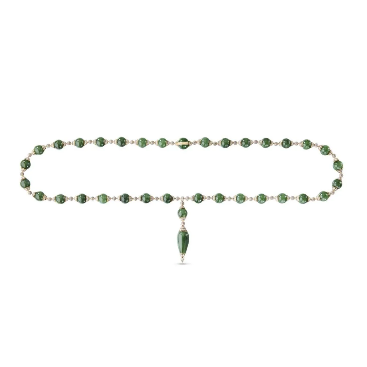 Buccellati OMBELICALI WHITE AND YELLOW GOLD NECKLACE WITH JADE