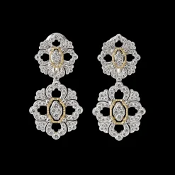 Buccellati OPERA FULL PAVE' WHITE AND YELLOW GOLD SET EARRINGS WITH DIAMONDS