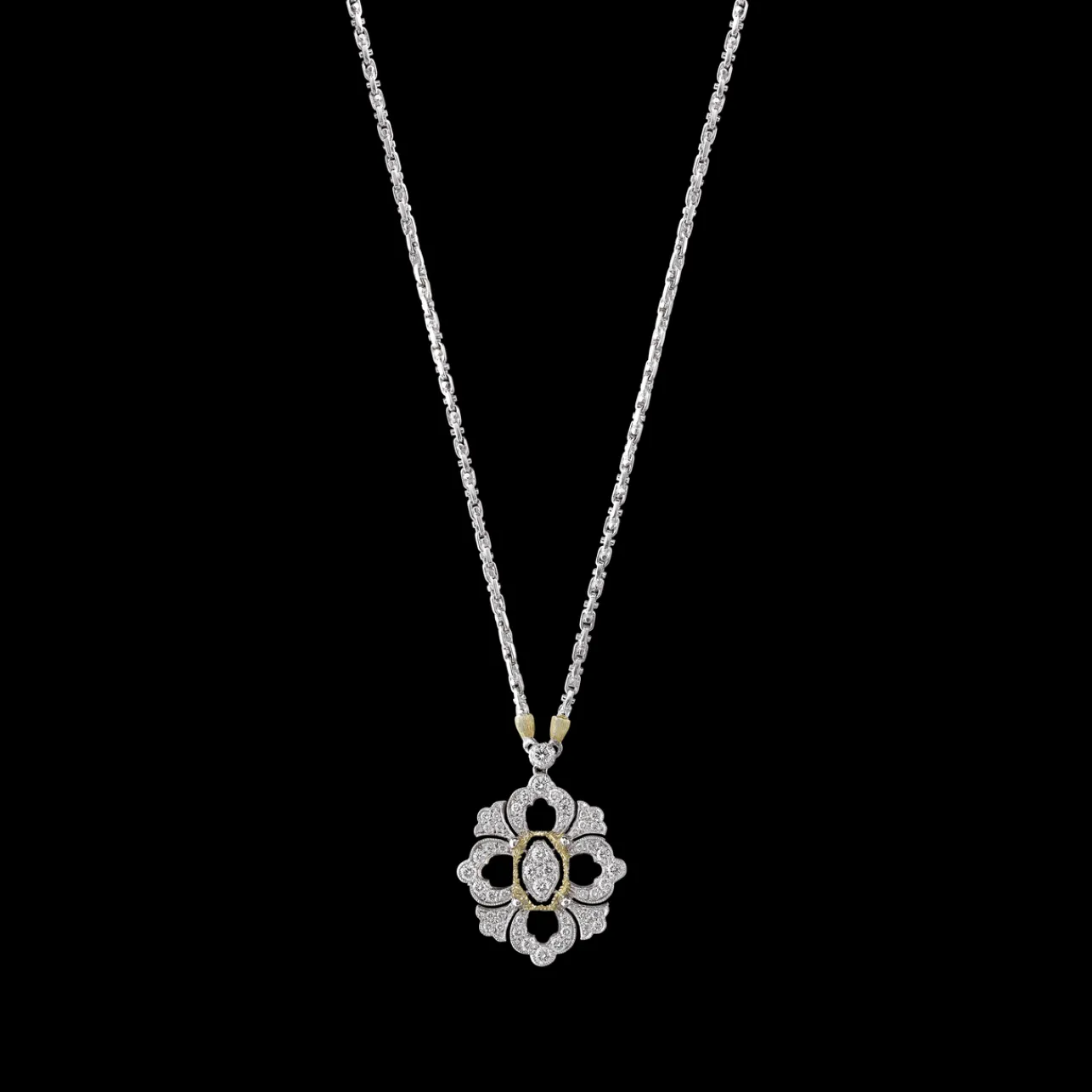 Buccellati OPERA FULL PAVE' WHITE AND YELLOW GOLD PENDANT WITH DIAMONDS