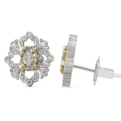 Buccellati OPERA FULL PAVE' WHITE AND YELLOW GOLD EARRINGS WITH DIAMONDS