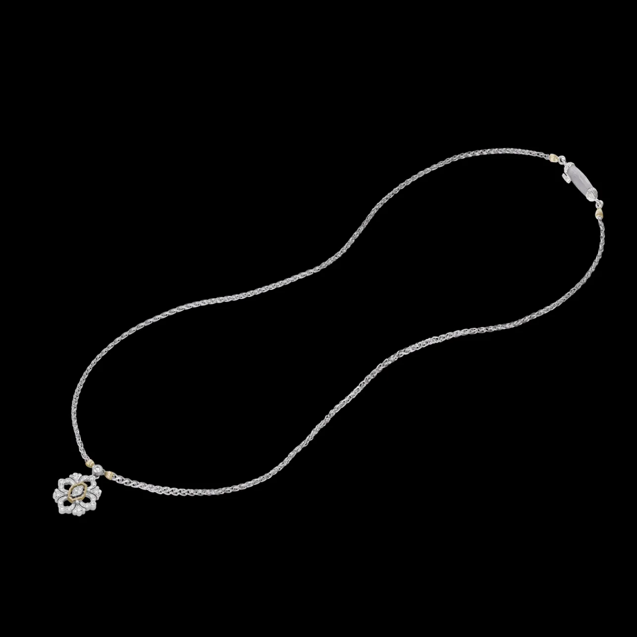 Buccellati OPERA FULL PAVE' WHITE AND YELLOW GOLD SET PENDANT WITH DIAMONDS