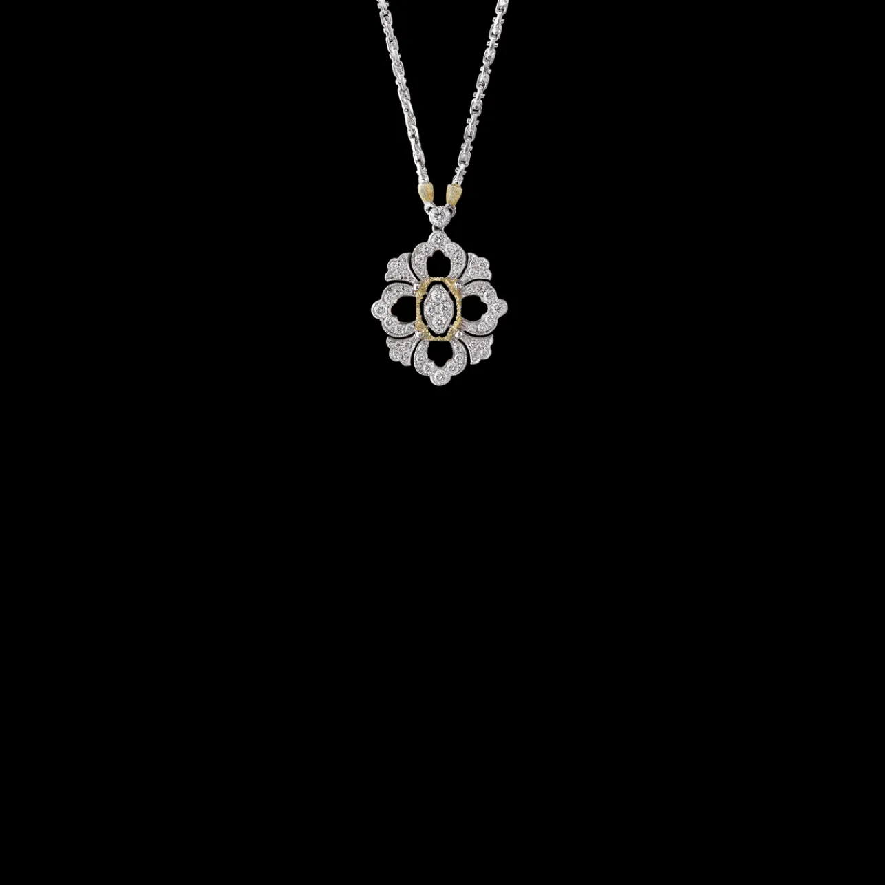 Buccellati OPERA FULL PAVE' WHITE AND YELLOW GOLD PENDANT