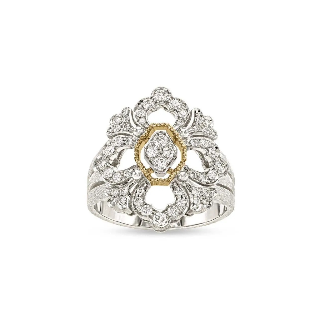 Buccellati OPERA FULL PAVE' WHITE AND YELLOW GOLD RING