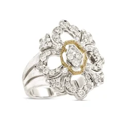 Buccellati OPERA FULL PAVE' WHITE AND YELLOW GOLD RING