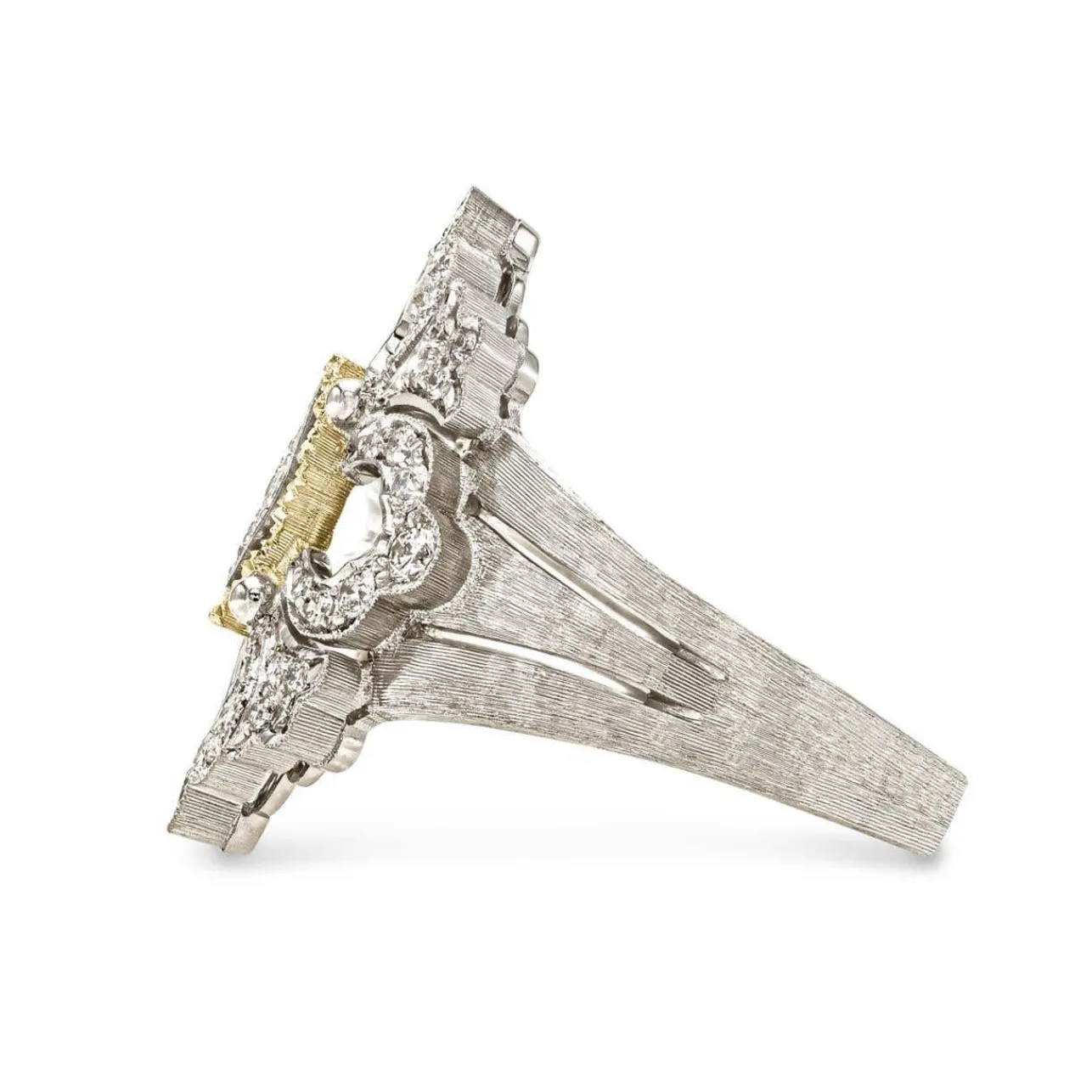 Buccellati OPERA FULL PAVE' WHITE AND YELLOW GOLD RING