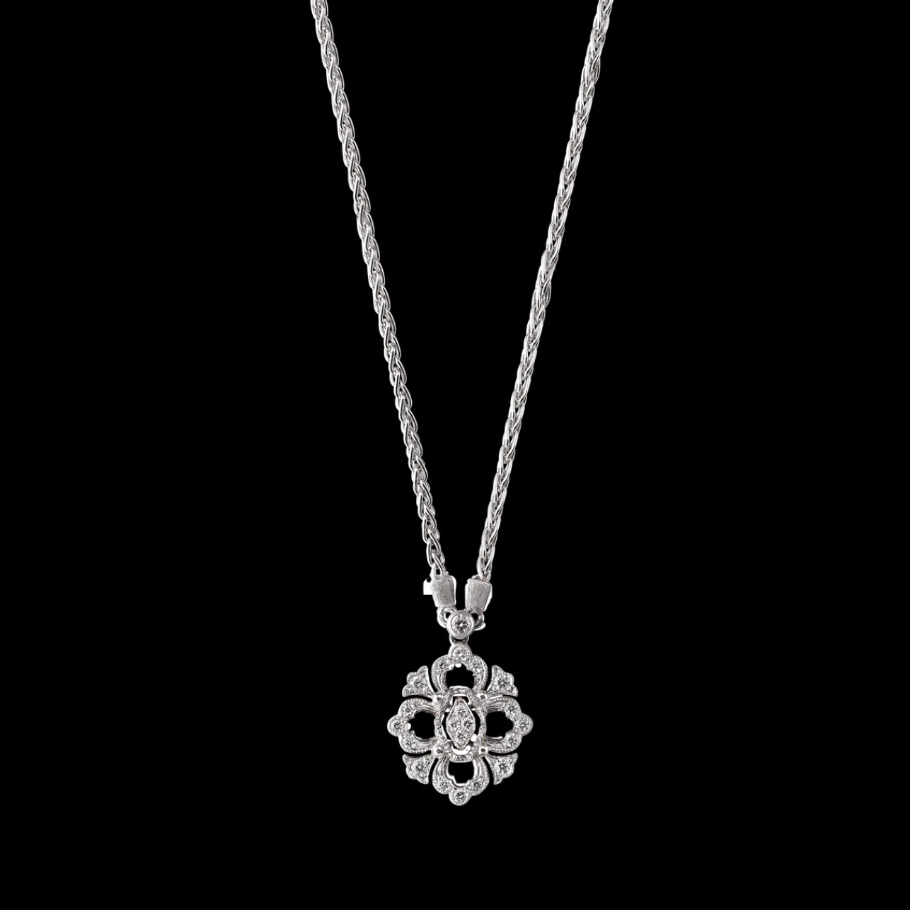 Buccellati OPERA FULL PAVE' WHITE GOLD SET PENDANT WITH DIAMONDS