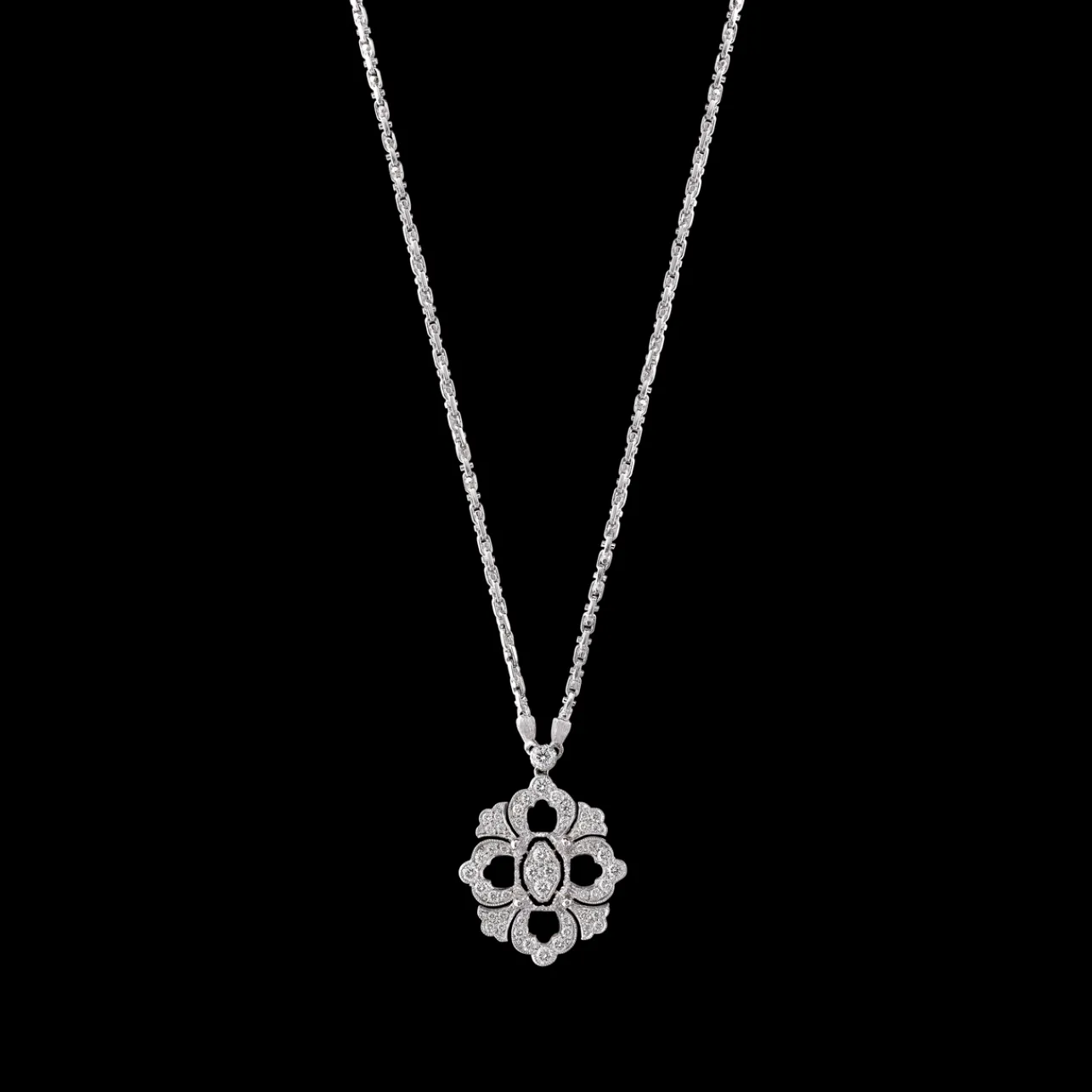 Buccellati OPERA FULL PAVE' WHITE GOLD PENDANT WITH DIAMONDS