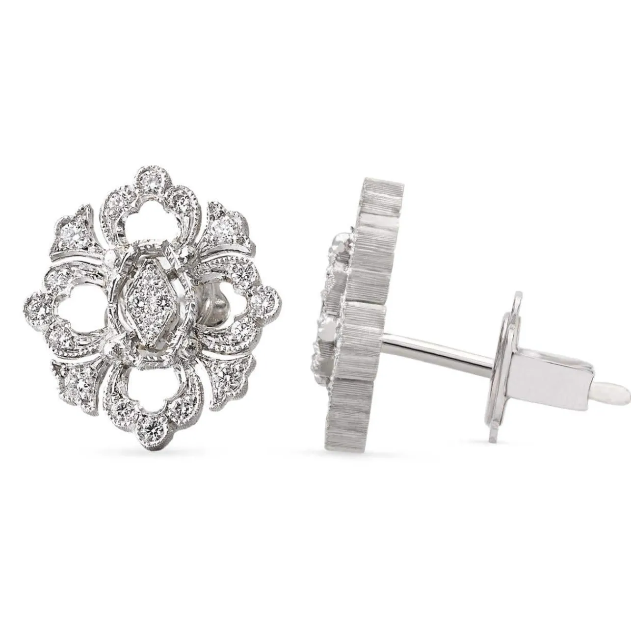 Buccellati OPERA FULL PAVE' WHITE GOLD EARRINGS WITH DIAMONDS