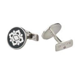 Buccellati OPERA SILVER CUFFLINKS WITH GREEN ENAMEL