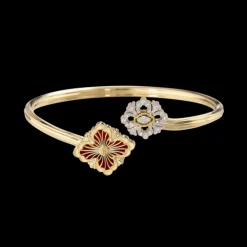 Buccellati OPERA TULLE AND WHITE GOLD BRACELET WITH RED ENAMEL BACKGROUND