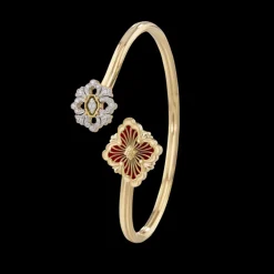 Buccellati OPERA TULLE AND WHITE GOLD BRACELET WITH RED ENAMEL BACKGROUND