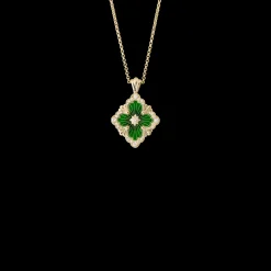 Buccellati OPERA TULLE GOLD PENDANT WITH GREEN ENAMEL BACKGROUND