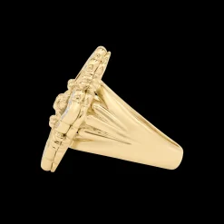 Buccellati OPERA TULLE GOLD RING WITH BLUE ENAMELED ELEMENT AND TULLE PATTERN