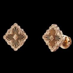 Buccellati OPERA TULLE PINK GOLD BUTTON EARRINGS WITH ONYX