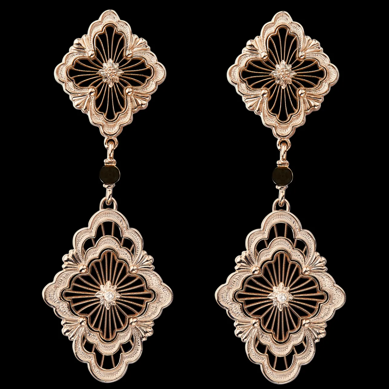 Buccellati OPERA TULLE PINK GOLD DOUBLE LAYERED PENDANT EARRINGS