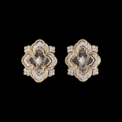 Buccellati OPERA TULLE WHITE AND YELLOW GOLD PREMIUM EARRINGS WITH DIAMONDS