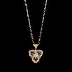 Buccellati OPERA TULLE YELLOW AND WHITE GOLD HEART PENDANT WITH DIAMONDS