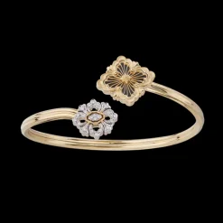Buccellati OPERA TULLE YELLOW AND WHITE GOLD SET BRACELET WITH ONYX