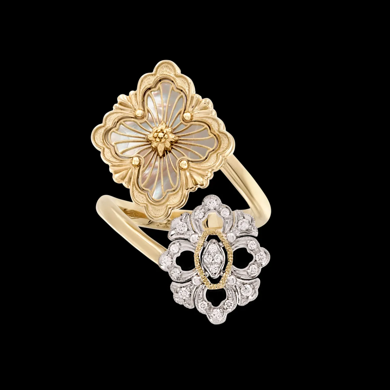 Buccellati OPERA TULLE YELLOW AND WHITE GOLD RING