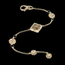 Buccellati OPERA TULLE YELLOW GOLD BRACELET WITH ONYX LOGO
