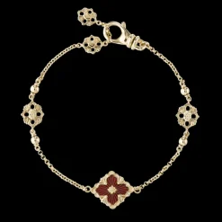 Buccellati OPERA TULLE YELLOW GOLD BRACELET WITH RED ENAMEL LOGO