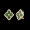 Buccellati OPERA TULLE YELLOW GOLD BUTTON EARRINGS WITH GREEN ENAMEL ELEMENT