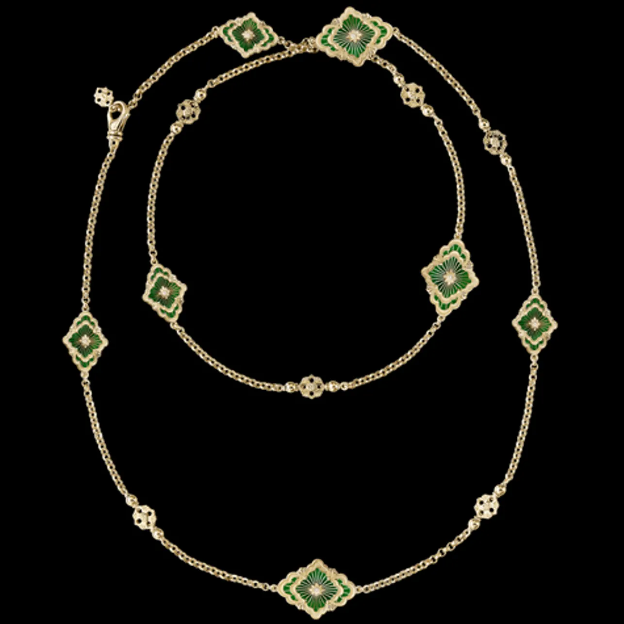 Buccellati OPERA TULLE YELLOW GOLD NECKLACE WITH ROUND DIAMONDS