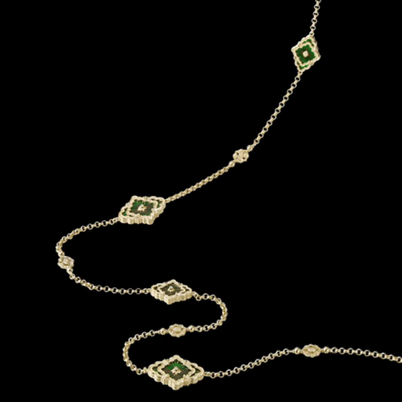 Buccellati OPERA TULLE YELLOW GOLD NECKLACE WITH ROUND DIAMONDS