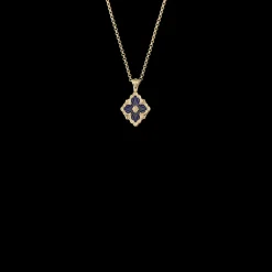 Buccellati OPERA TULLE YELLOW GOLD PENDANT WITH BLUE ENAMELED ELEMENT