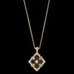 Buccellati OPERA TULLE YELLOW GOLD PENDANT WITH ONYX AND DIAMONDS