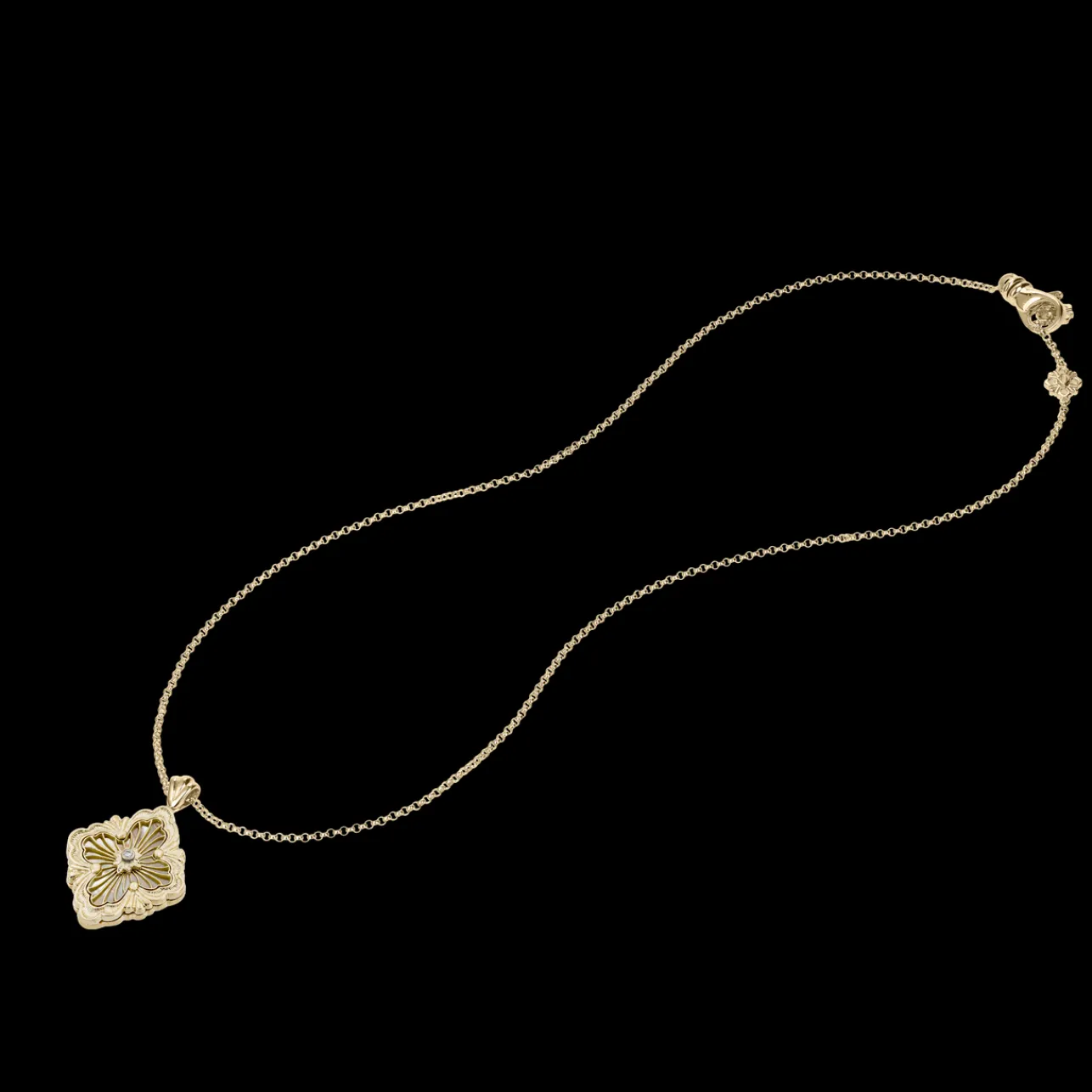 Buccellati OPERA TULLE YELLOW GOLD SET PENDANT WITH MOTHER OF PEARL