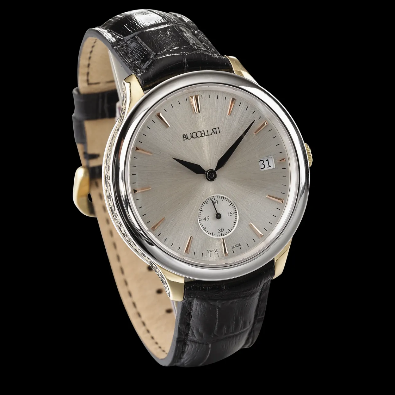 Buccellati ORNATINO PINK AND WHITE GOLD LEATHER WATCH