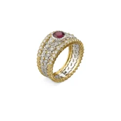 Buccellati PREMIUM BAND WHITE AND YELLOW GOLD RING WITH RUBIES