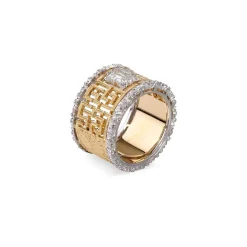 Buccellati PREMIUM BAND YELLOW AND WHITE GOLD RING