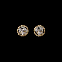 Buccellati RAMAGE WHITE AND YELLOW GOLD SMALL BUTTON EARRINGS