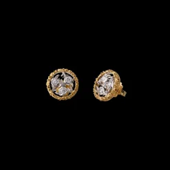 Buccellati RAMAGE WHITE AND YELLOW GOLD SMALL BUTTON EARRINGS