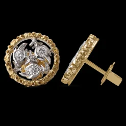 Buccellati RAMAGE WHITE AND YELLOW GOLD SMALL BUTTON EARRINGS
