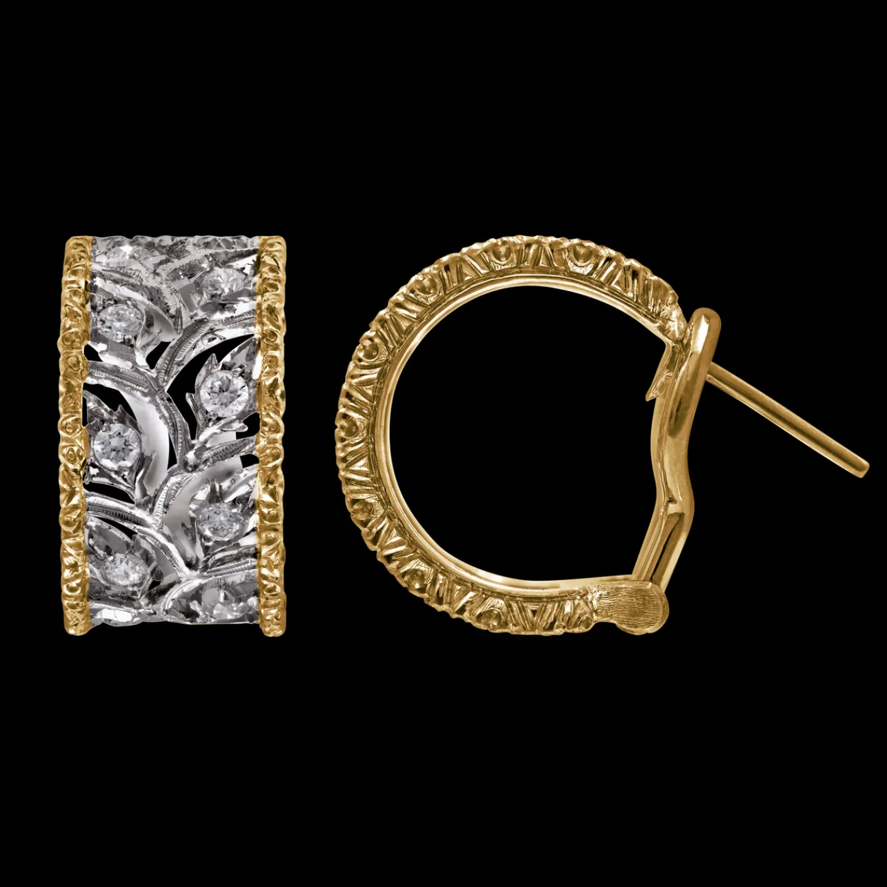 Buccellati RAMAGE WHITE AND YELLOW GOLD EARRINGS WITH DIAMONDS