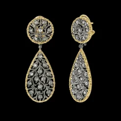 Buccellati RAMAGE WHITE AND YELLOW GOLD PENDANT EARRINGS