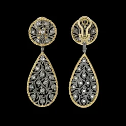 Buccellati RAMAGE WHITE AND YELLOW GOLD PENDANT EARRINGS
