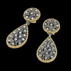 Buccellati RAMAGE WHITE AND YELLOW GOLD PENDANT EARRINGS