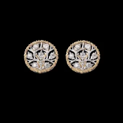 Buccellati RAMAGE WHITE AND YELLOW GOLD BUTTON EARRINGS