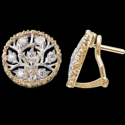 Buccellati RAMAGE WHITE AND YELLOW GOLD BUTTON EARRINGS
